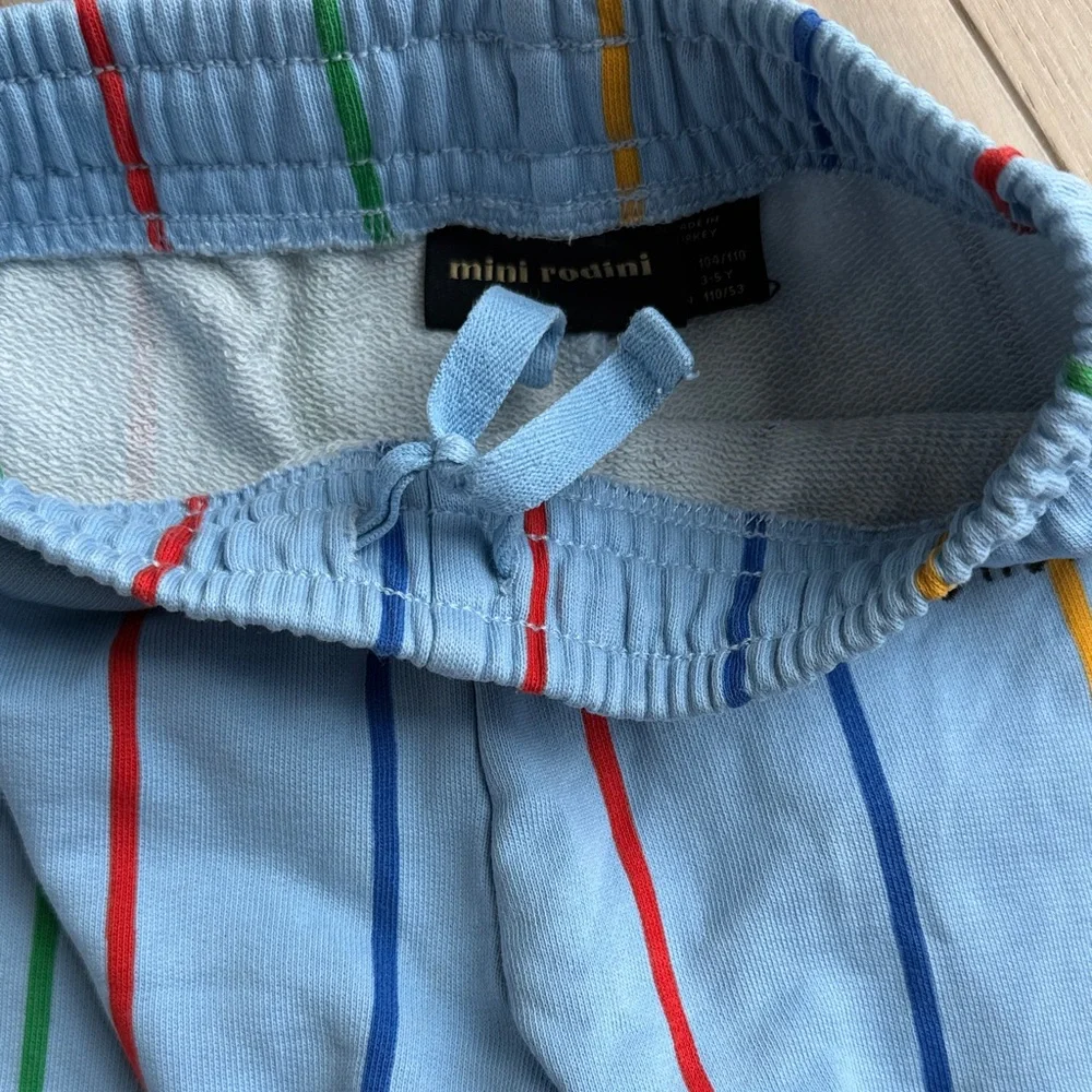 Mini Rodini Light Blue Rainbow Stripe Sweatshirt & Joggers Set